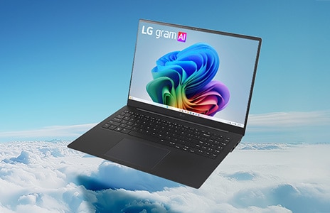 Immagine del Notebook LG gram in uno sfondo di un cielo con nuvole